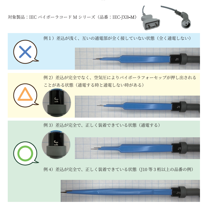 バイポーラコードMシリーズ（IEC-JXB-M）ご使用時の注意点PDF